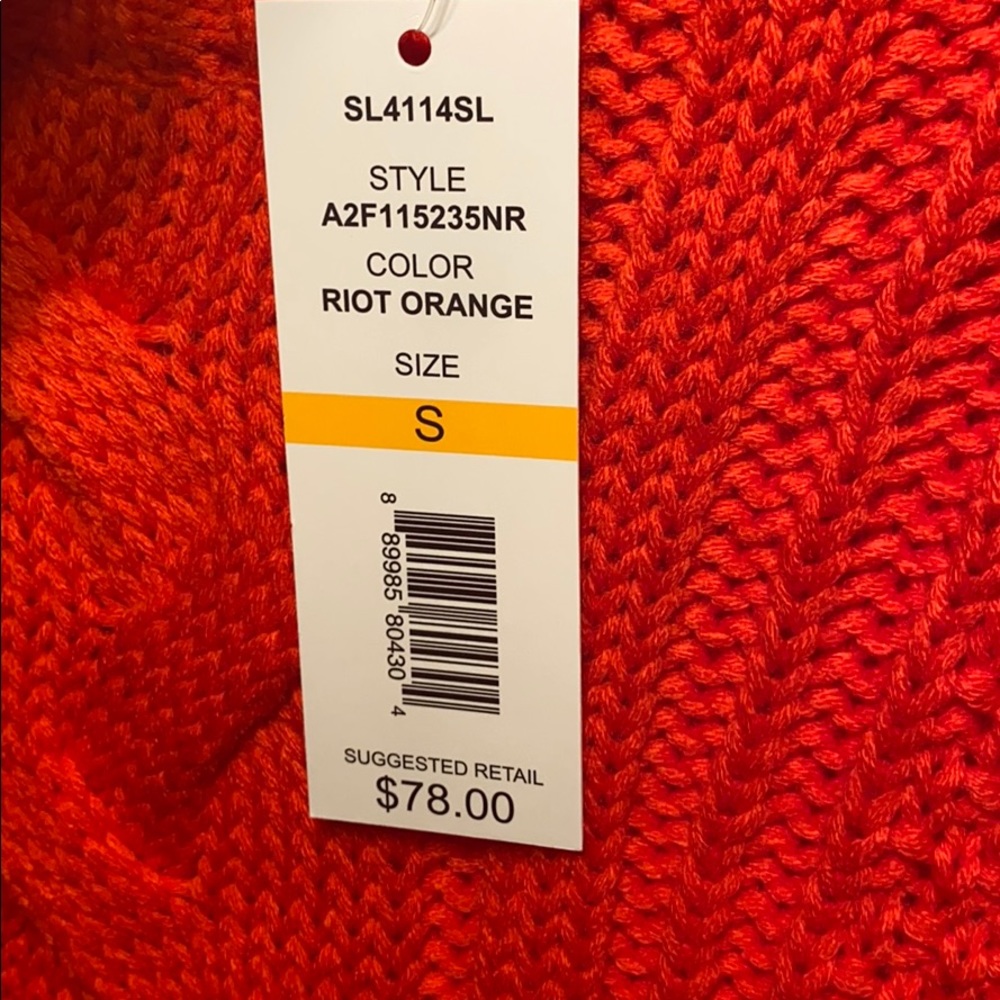 One A Mixed Knit Crew Neck Sweater Riot Orange - Picture 9 of 10